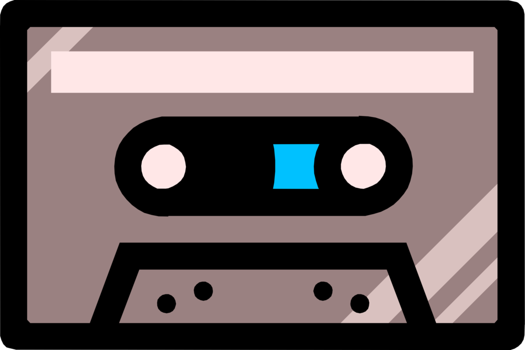 Vector Illustration of Cassette Tape Audio Cassette Magnetic Tape for Audio Recording and Playback
