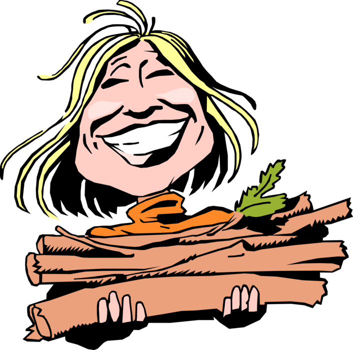 Vector Illustration of Woman Gathers Firewood for Fire