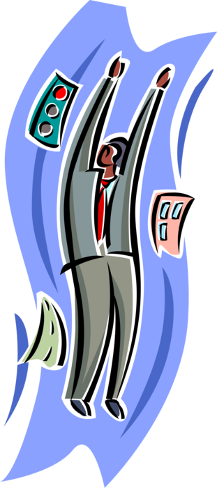 Vector Illustration of Businessman Under Stress Simply Goes with the Flow
