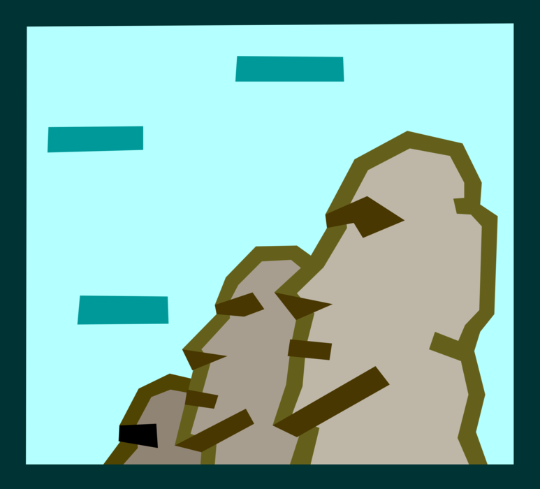 Vector Illustration of Easter Island Moai Monolithic Stone Statue Heads Carved by Rapa Nui People