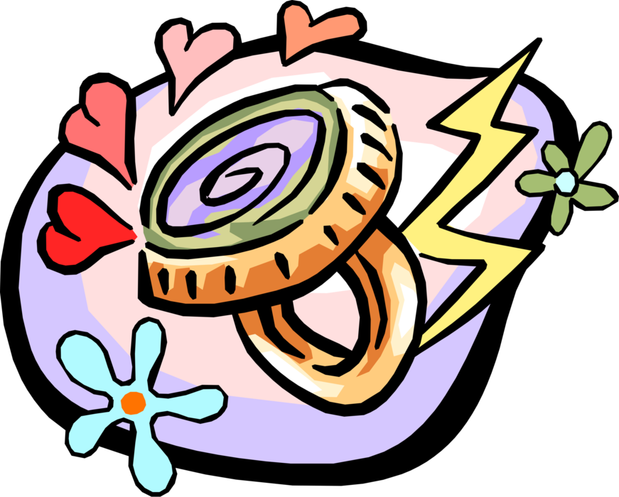 Vector Illustration of Mood Ring with 60's Flower Power