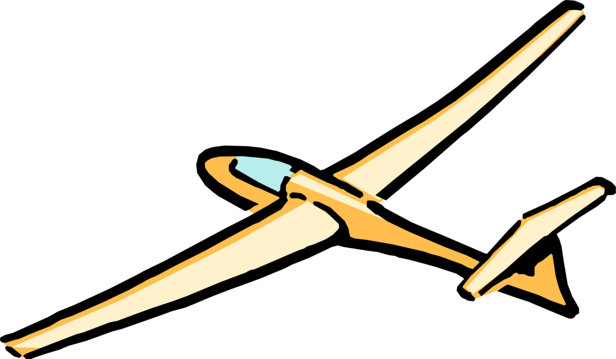 Vector Illustration of Glider Heavier-than-Air Aircraft Glides in Free Flight