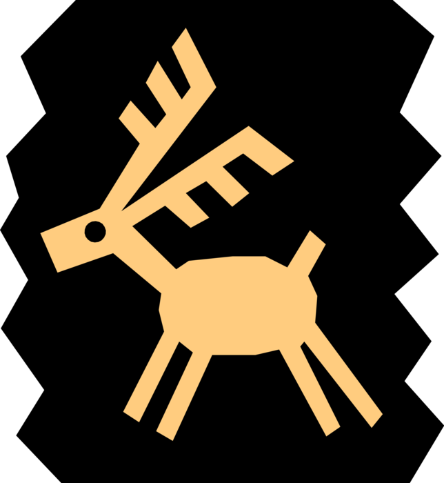 Vector Illustration of Symbolic Animals Reindeer with Antlers