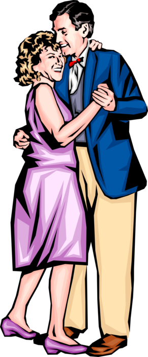 Vector Illustration of Man and Woman Couple Enjoy Dancing