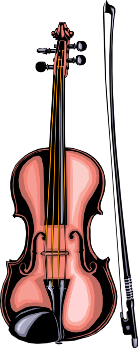 Vector Illustration of Fiddle Violin Stringed Musical Instrument