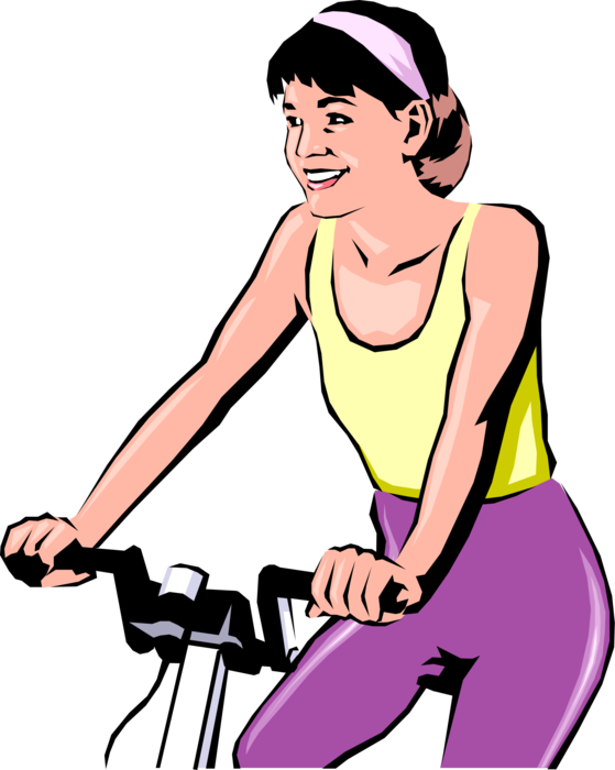 Vector Illustration of Exercise and Physical Fitness Cyclist Works Out on Bicycle