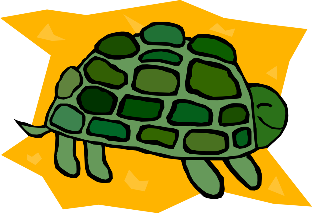 Vector Illustration of Slow-Moving Terrestrial Reptile Tortoise or Green Turtle