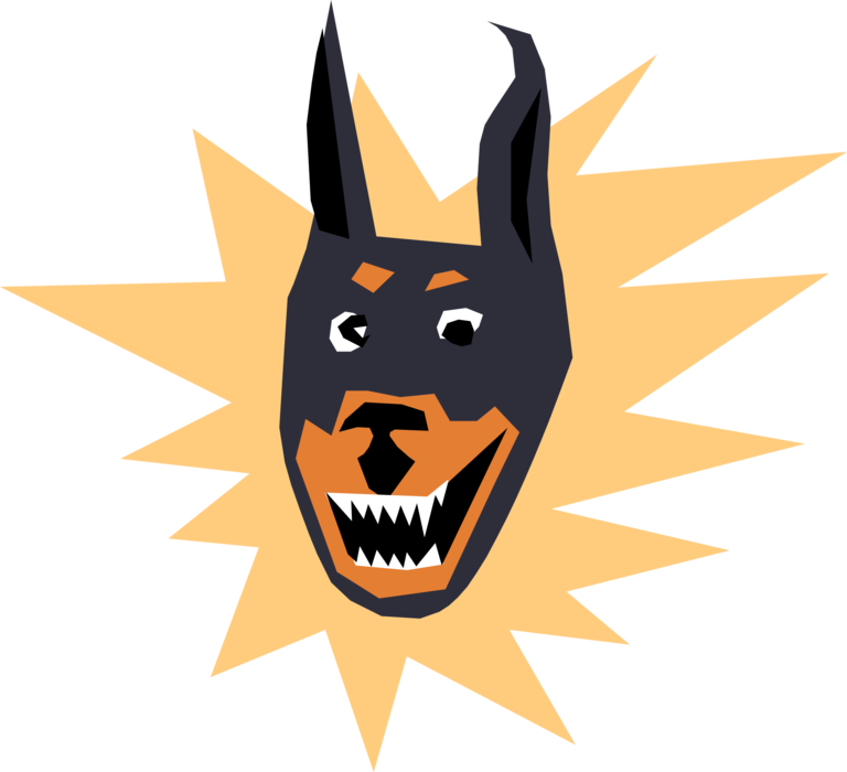 Vector Illustration of Angry Doberman Guard Dog