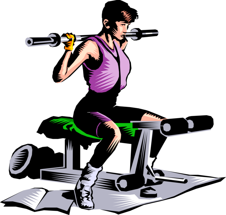 Vector Illustration of Exercise and Physical Fitness Workout Weightlifter Lifts Weights
