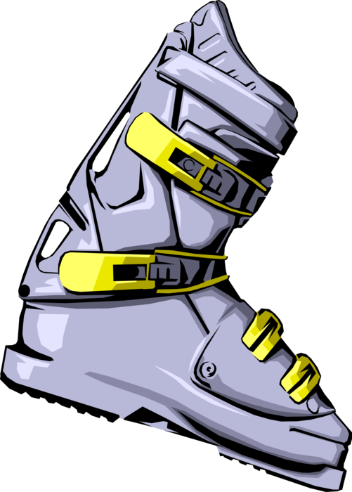 Vector Illustration of Downhill Alpine Skiing Ski Equipment Boot