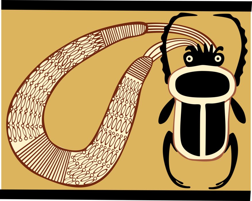 Vector Illustration of Ancient Egyptian Scarab Beetle Insect Symbol