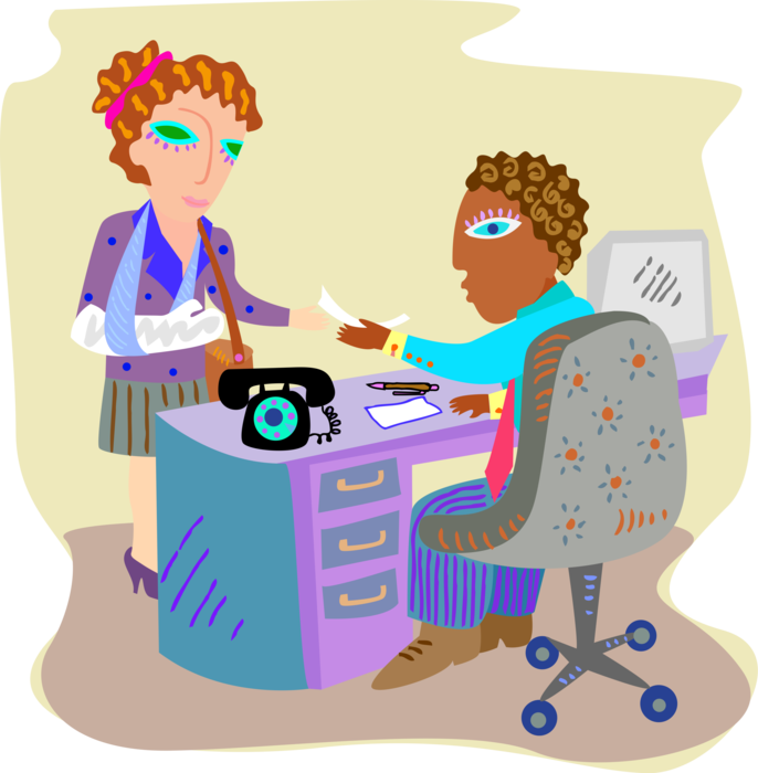 Vector Illustration of Woman Receiving Health Care Disability Check