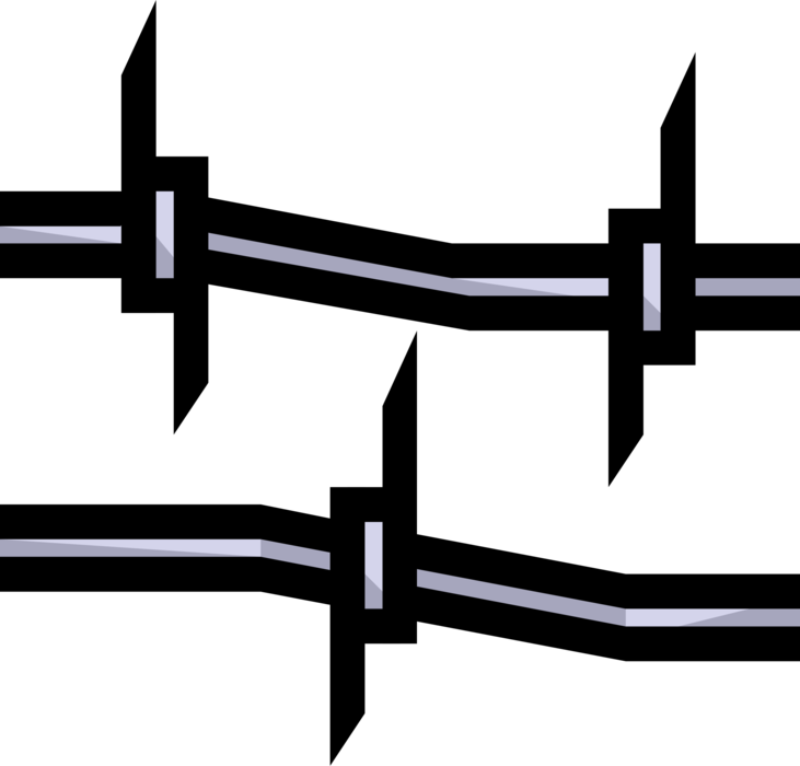 Vector Illustration of Barb Wire or Barbed Wire Steel Fencing with Sharp Points