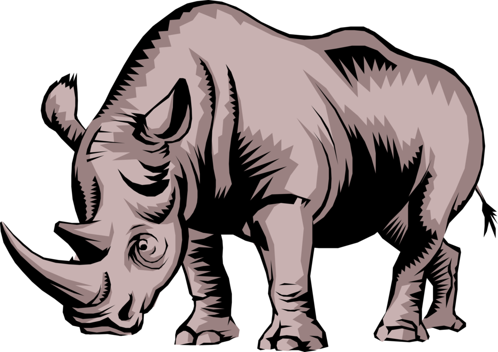 Vector Illustration of Thick-Skinned African Rhinoceros