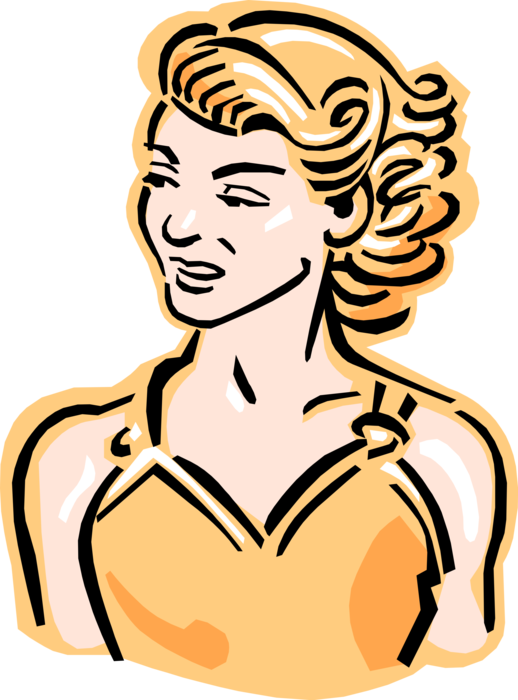Vector Illustration of 1950's Vintage Style Woman in Sun Top at the Beach
