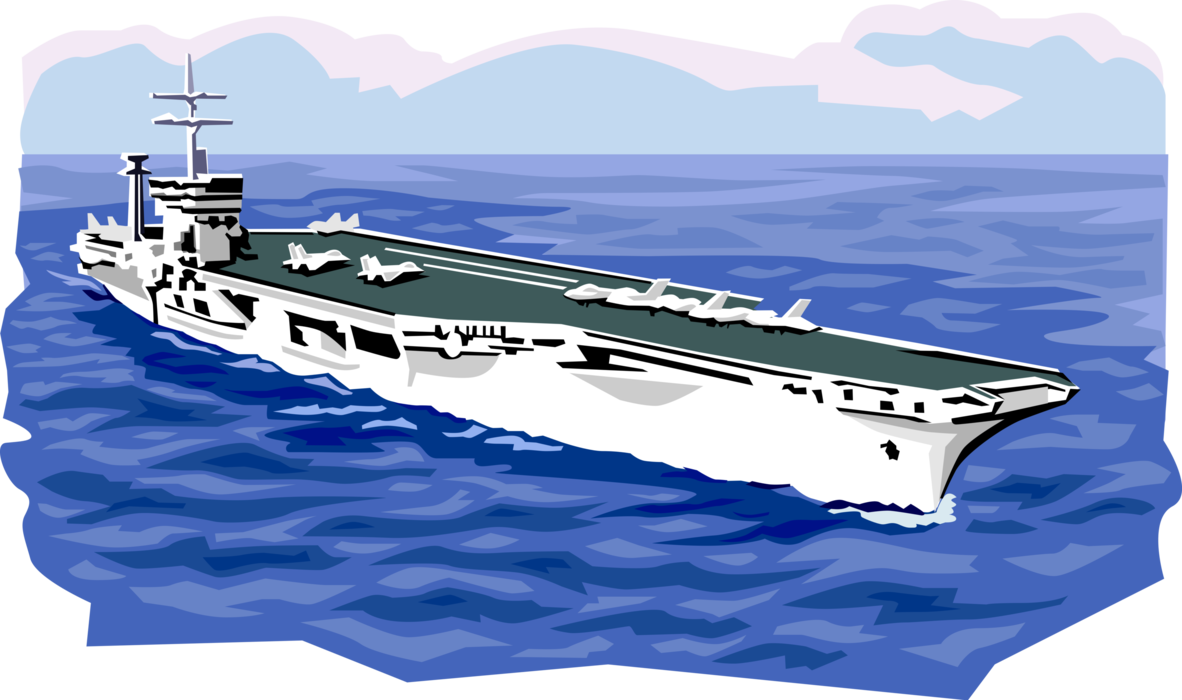Vector Illustration of United States Navy Aircraft Carrier Patrols Troubled Waters