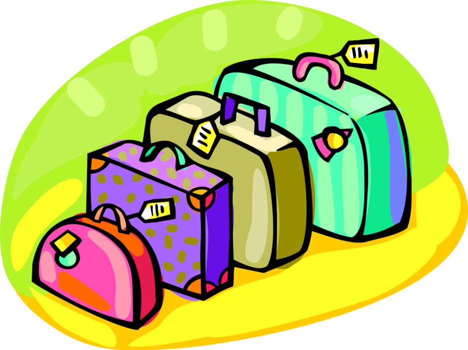 Vector Illustration of Traveler's Baggage or Luggage Suitcase