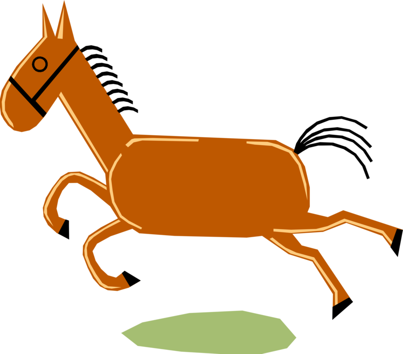 Vector Illustration of Farm Agriculture Livestock Animal Solid-hoofed, Quadruped Horse Running