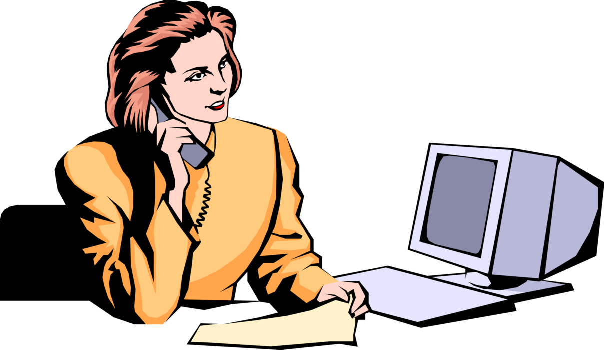 Vector Illustration of Businesswoman on Phone with Customer