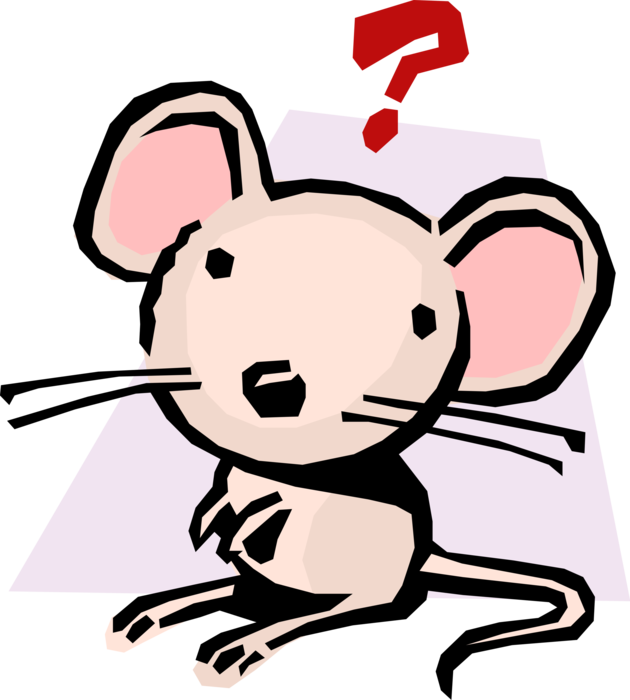Vector Illustration of Cartoon Rodent Mouse Ponders Question