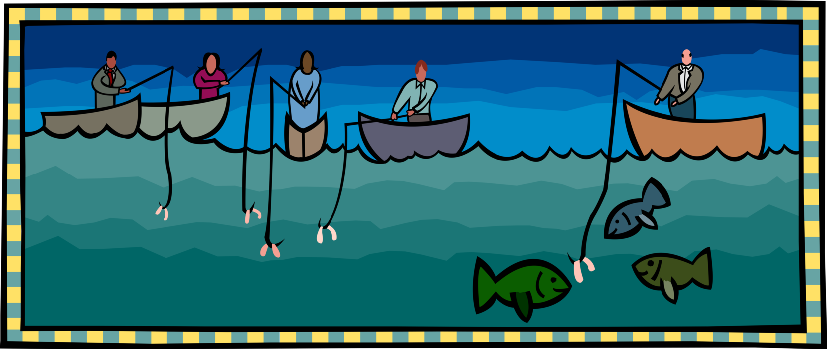 Vector Illustration of Using the Right Bait to Catch the Fish