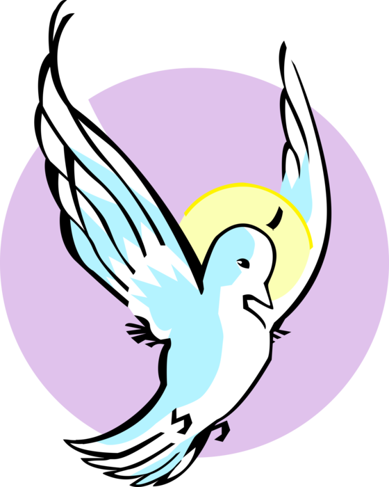 Vector Illustration of Christian Holy Trinity Spirit Dove Bird with Halo