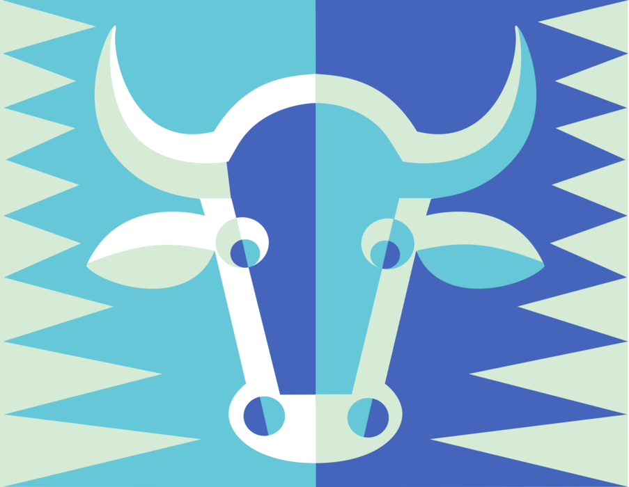 Vector Illustration of Farming and Agriculture Livestock Bovine Cattle Cow with Horns