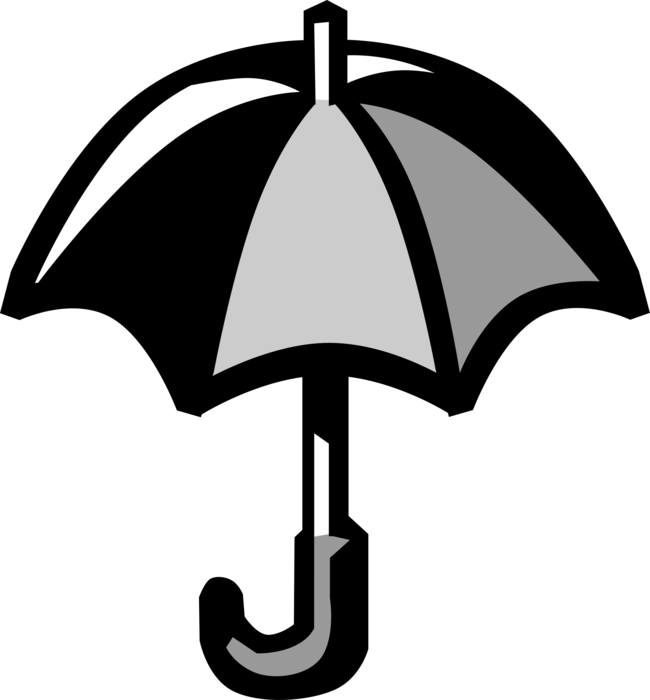 Vector Illustration of Umbrella or Parasol Provides Protection from Inclement Weather Rain or Bright Sunlight