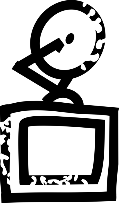 Vector Illustration of Television TV and Satellite Dish Parabolic Antenna Receives Electromagnetic Signals