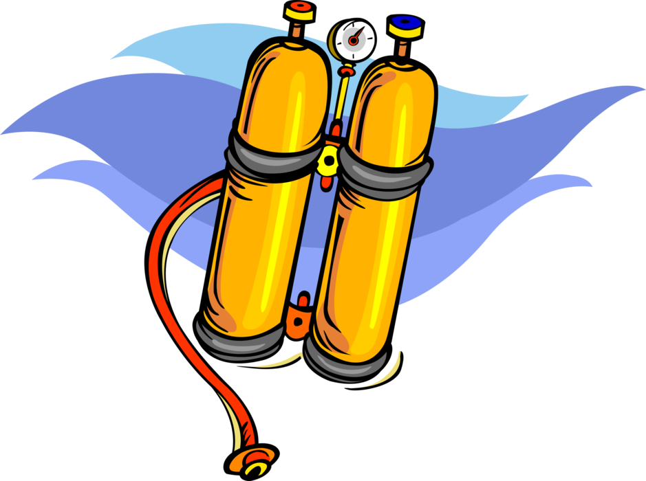 Vector Illustration of Scuba Tank Diving Cylinder to Store and Transport High Pressure Breathing Gas