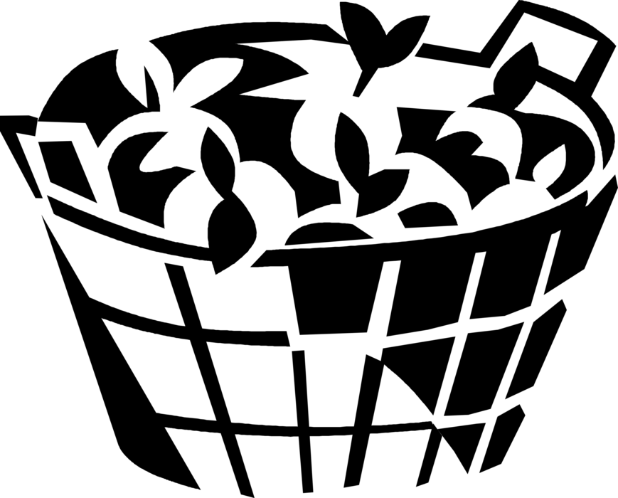Vector Illustration of Wicker Basket of Fruit Apples