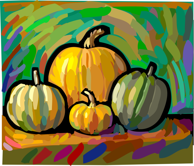 Vector Illustration of Pumpkin Squash in Fall Harvest