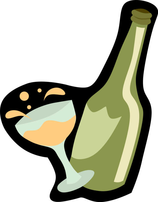 Vector Illustration of Sparkling Champagne Alcohol Beverage Drink with Glass