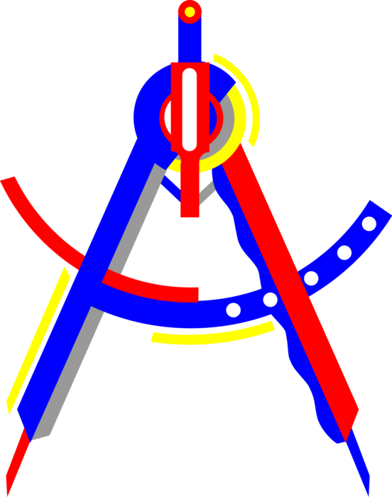 Vector Illustration of Measurement Compass used in Geometry, Navigation and Drafting