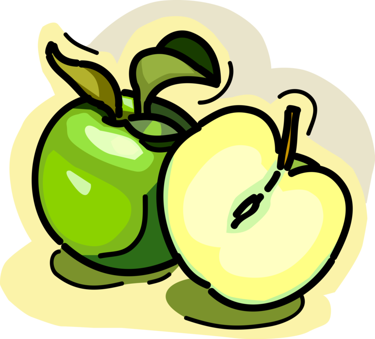 Vector Illustration of Sliced Green Apple Fruit