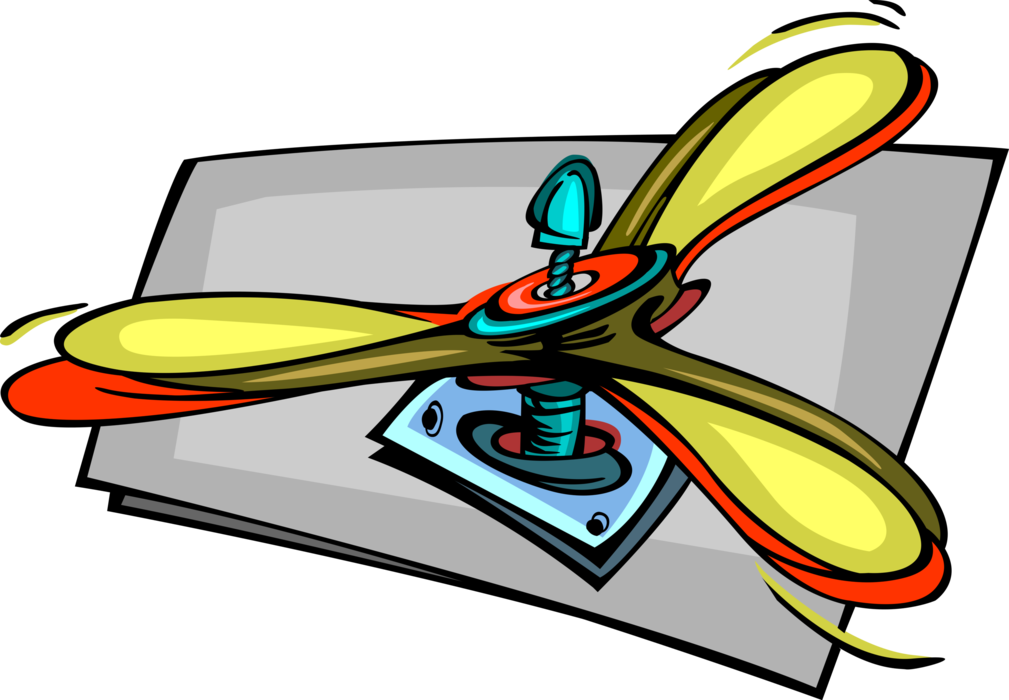 Vector Illustration of Household Electric Fan Provides Air Circulation