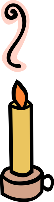 Vector Illustration of Candle Ignitable Wick Embedded in Wax with Burning Flame