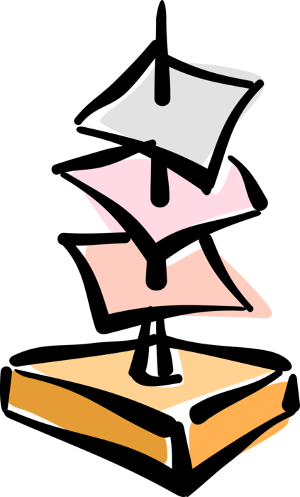 Vector Illustration of Messages and Receipts on Message Holder