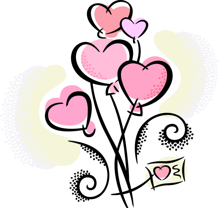 Vector Illustration of Valentine's Day Sentimental Romance Love Heart Balloons Gift Expression of Affection