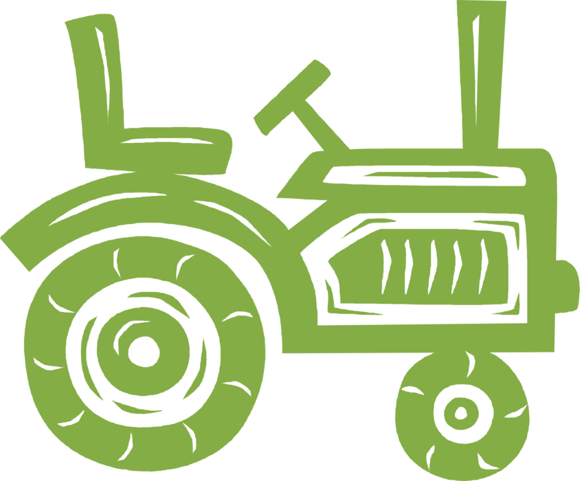 Vector Illustration of Agriculture and Farming Equipment Farm Machinery Tractor