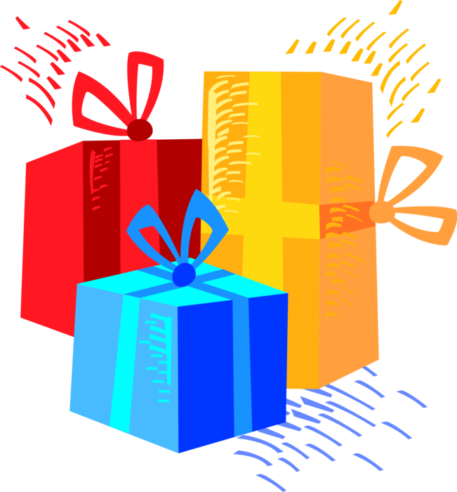 Vector Illustration of Gift Wrapped Christmas Presents