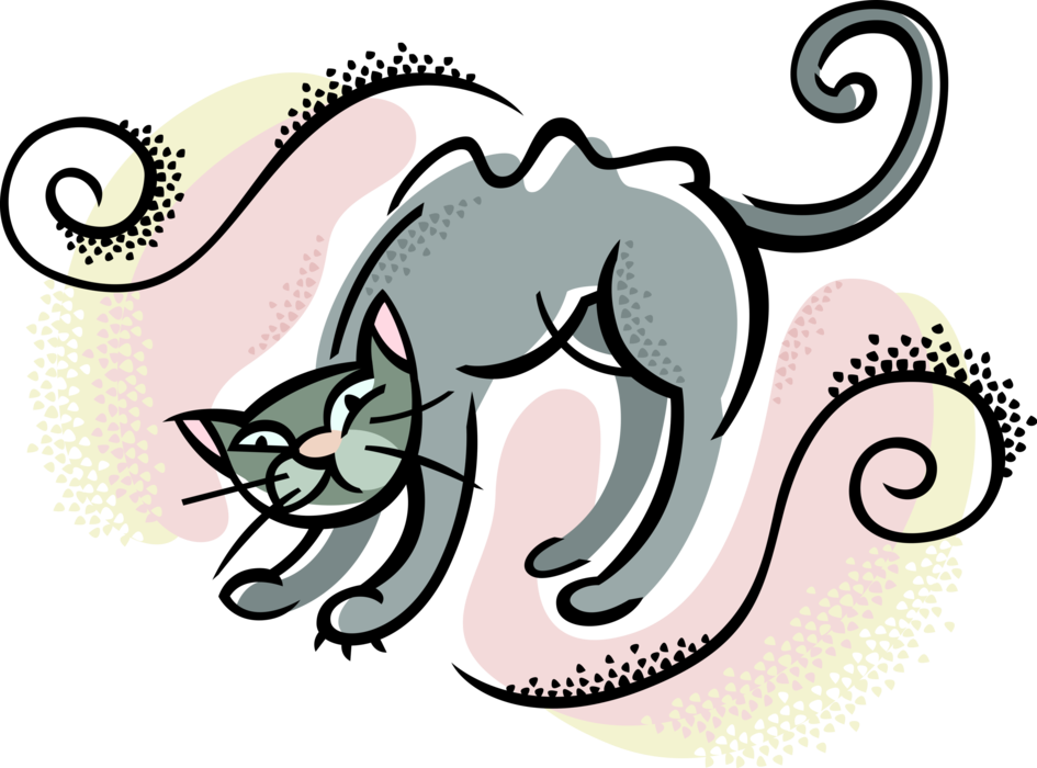 Vector Illustration of Halloween Black Cat Associated with Witchcraft, Ill Omens, and Death
