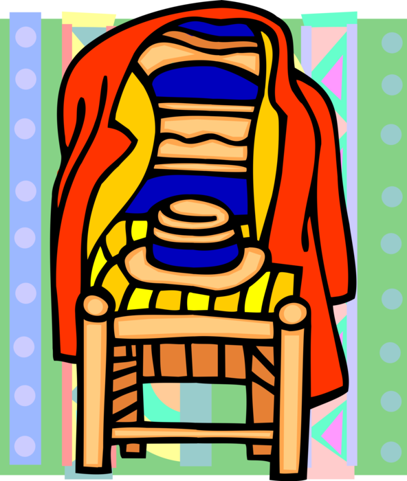 Vector Illustration of Chair with Coat and Hat 