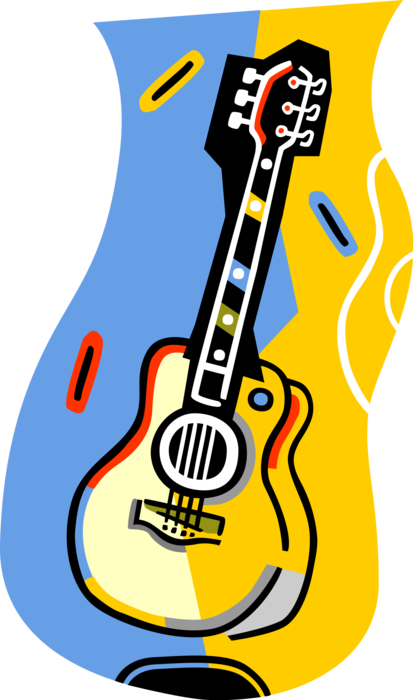 Vector Illustration of Acoustic Guitar Stringed Musical Instrument