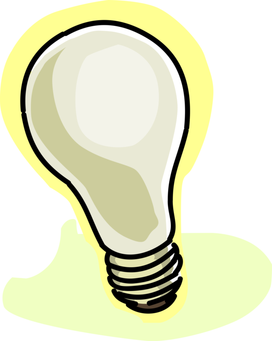 Vector Illustration of Electric Light Bulb Symbol of Invention, Innovation, Inspiration and Good Ideas