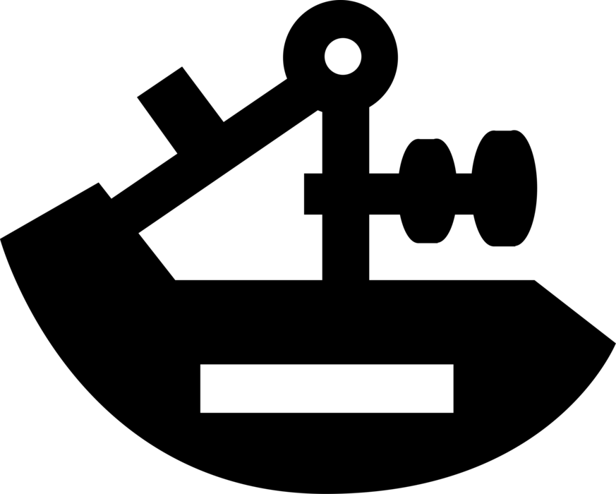 Vector Illustration of Sextant Navigation Instrument Measures Angle Between Two Visible Objects