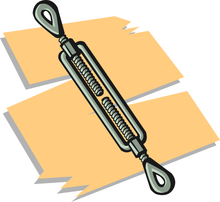 Vector Illustration of Turnbuckle Extension Screw Adjusts Tension or Length of Ropes, Cables, Tie Rods