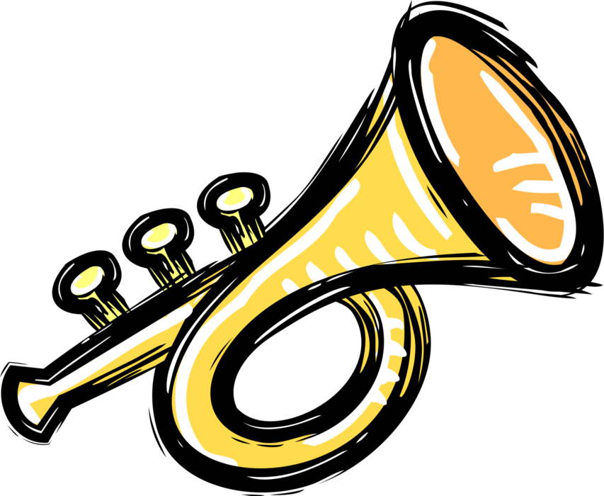 Vector Illustration Set Of Brass Musical Instruments In Cartoon