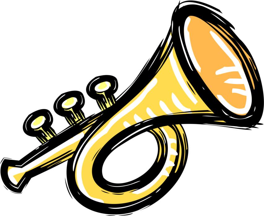 Vector Illustration of Trumpet Horn Brass Musical Instrument used in Classical and Jazz Ensembles