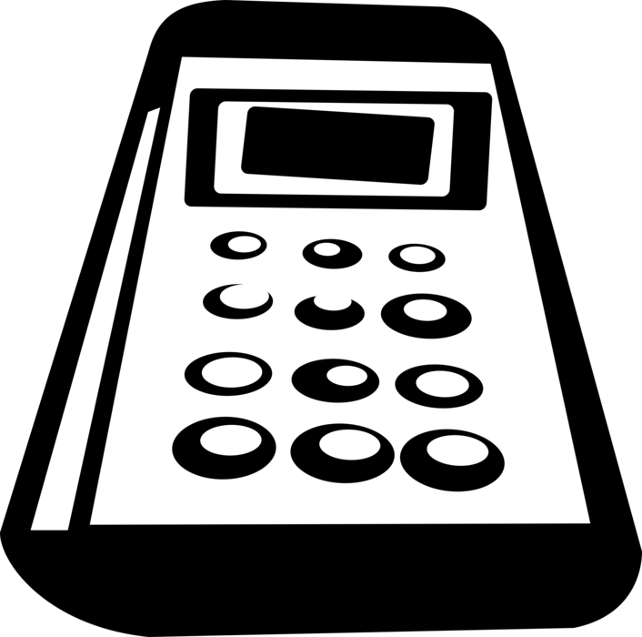 Vector Illustration of Calculator Portable Electronic Device Performs Basic Operations of Mathematics